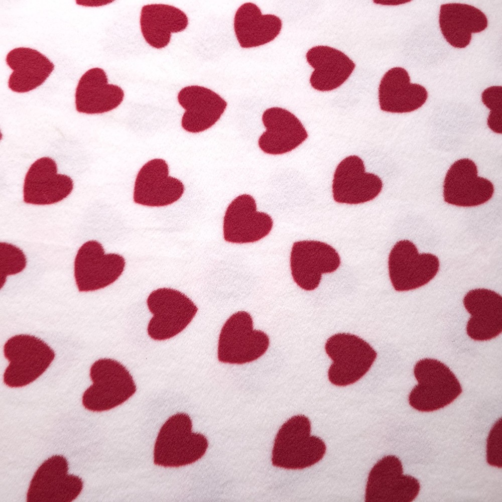 Red Heart Fleece Fabric 58″ Wide Valentine Hearts Fleece Yard Crimson