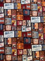 Common Grounds Coffee Labels Signs Advertisement Fabric By the Yard x 44″ Cotton