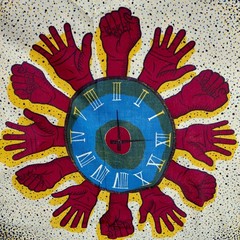 African Fabric Ankara Hands Clock Watch Red Brown Gold Green Blue 108×45″
