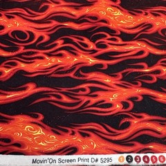 Orange Red Flames Black Cotton Fabric “Movin On” BTHalfY #52