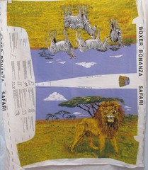 Jungle Man Lion Zebra Boxer Shorts Fabric Panel – Perfect for Nightwear!