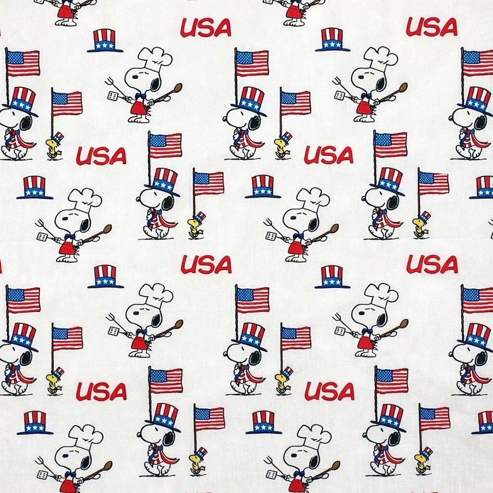 Peanuts Snoopy Patriotic USA Cotton Fabric 1/2 Yard Vintage