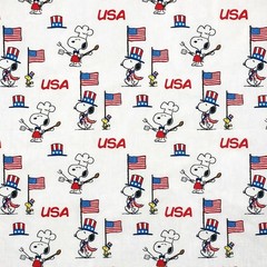Peanuts Snoopy Patriotic USA Cotton Fabric 1/2 Yard Vintage