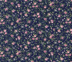 Navy Blue, Pink COUNTRY FLORAL: 100% Quilting Cotton Fabric, By the Yard