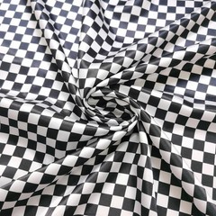 58” Wide By Yard Geometric Chessboard Plaid Satin Fabric Silky Charmeuse Satin