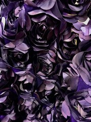 Maci PLUM 3D Floral Polyester Satin Rosette on Mesh Fabric by the Yard – 10057