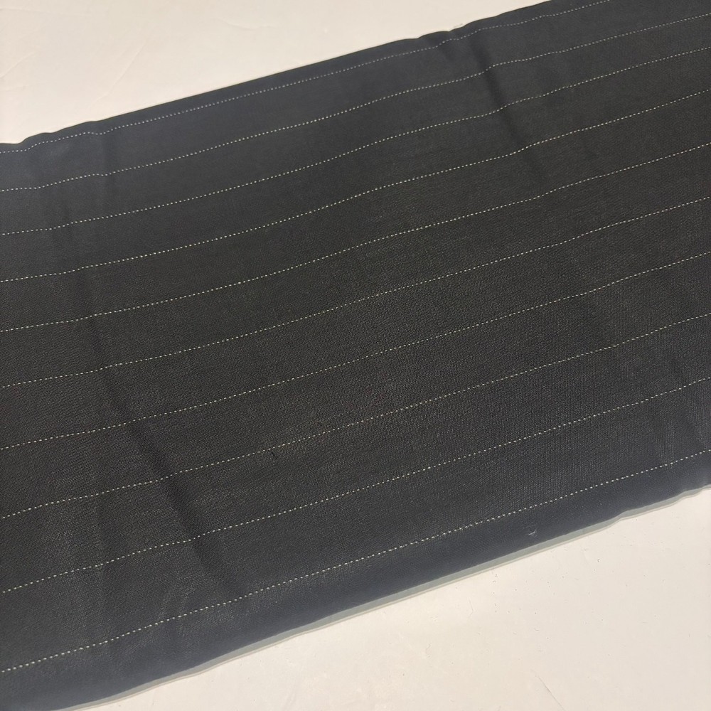 Black White Pinstripe Wool Fabric 2.5 Yds 60″ Wide Suiting Tailoring Cloth