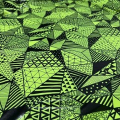 4 Way Stretch Fabric Neon Green Geometric Print Spandex by Yard for Swimwear