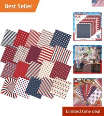 20 Pcs 10×10” Patriotic Quilting Fabric Square Red White Blue Precut Fabric …