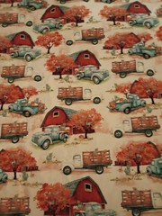 Vintage Fall Farm Fabric Print Finished 34×40 Vibrant Color Ready To Use