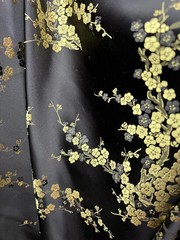 Kori BLACK GOLD Plum Blossom Floral Brocade Chinese Satin Fabric for Cheongsam/