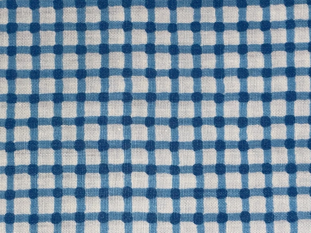 By 1/2+ Yd Vintage Blue and White Plaid Check Cotton Fabric BTHY 22″ X 44″