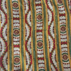 Vintage Cotton Blend Fabric Remnant Ethnic Tribal Peasant Geometric 34 W x 135 L