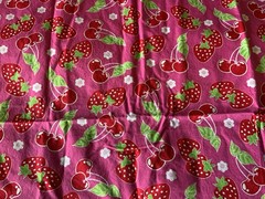 Tossed Cherries Strawberries Pink Red Joanns 1 Yard X 43″ Green Free Shipping