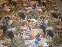Sporting Dogs In The Field Cotton Fabric – 15 INCHES WIDE and 36 INCHES LONG