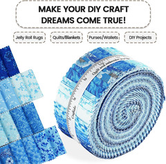 -20 Options-100% Cotton Jelly Roll Fabric Precut Strips for Quilting, Crafting,