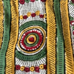 Vintage Cotton Blend Fabric Remnant Ethnic Tribal Peasant Geometric 34 W x 135 L