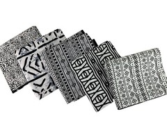 White Black Blenders, Set of 5 Fat Quarters, Quilt Fabric
