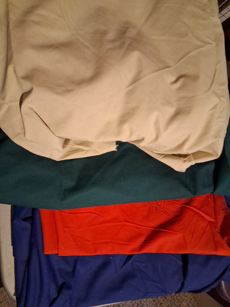 Lot Of Solid Cotton Fabric Beige Blue Red Green Various Sizes