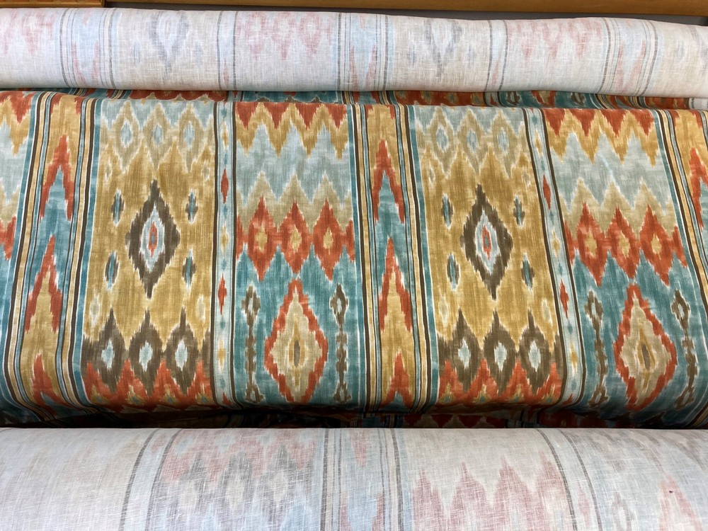Designer Geometric Print, 100% linen, 7.5oz., 255gsm, BTY, Swatch Available