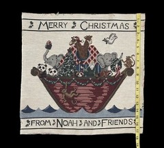 2 Noah’s Arc Woven Tapestry Fabric Squares Ready To Sew 17.5 X 18” And 9” X 9”