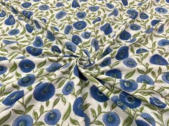 Floral Sewing Material 5 Yards Cotton Fabric Hand Block Print Indian Sanganeri