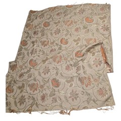 Floral Brocade Jacquard Fabric Vintage Style Botanical Upholstery Taupe Orange