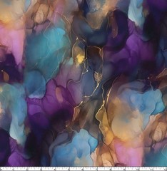 Hoffman – Midnight Flora – Marble Watercolor – Jewel, Fabric by the Yard