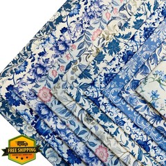 newamishquilt Fat Quarters Blue Floral 10 PCS