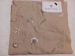 Randolph Alexander Linen Blend Floral Embroidered Fabric Samples Tan Blue Brown