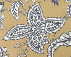 Braemore Design Screen Printed VAT Colors Floral Golden Caramel Fabric 56″W