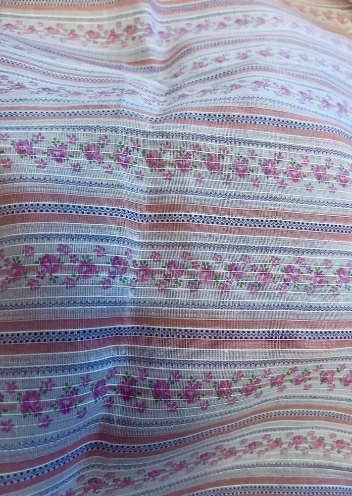 VTG Peter Pan Beautiful Pink Florals Stripes Raised Lines Dimity BTFQ
