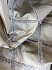 10 yards 100% SILK TAFFETA EMBROIDERED DRAPERY HOME DECOR Taupe