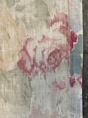 VTG SHABBY FADED PINK ROSE FLORAL COTTON FABRIC 35×171 45Y G2U