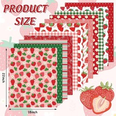 Versatile 12 Pcs Strawberry Fabric for DIY Projects – 18×22 Inch Fat Quarters