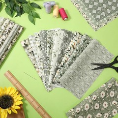 60 Pcs 10 x 10 Inch Sage Green Floral Quilting Fabric Squares, Greenery Precu…