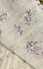 VTG Beautiful Feminine Purple Lavender Florals on White DIMITY Stripe BTFQ