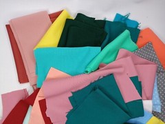 Vintage Scrap Fabric Pieces Various Colors Polyester 1 Pound Lot Destash