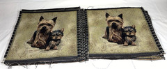 Yorkie Tapestry Fabric ( ONE PANEL ) Robert J May Artwork, Art=~17.375” x 15.75”