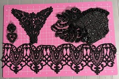 Remnant / Salvaged Vintage Material & Ephemera Pack. Black, Velvet, Sparkle Mix