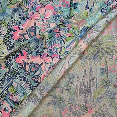 Lilly Pulitzer Pima Cotton Fabric Multi Lilly Loves Cinderella 1 yd (36″x 60”)