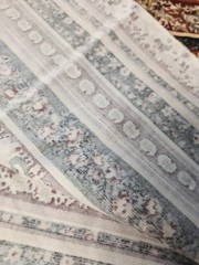 Paisley Floral textured FEEL Fabric Blue Cream Tan Upholstery Curtains Decor