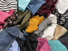 Reclaimed Clothing Fabric Scraps 2 LB Mixed Textile Craft Upcycle Lot