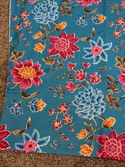 2.5 yds Flowers Pink Blue Fabric Vtg Tandler Textiles 64”