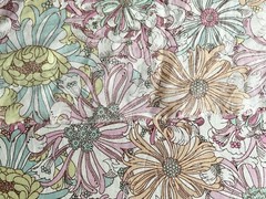 Tana Lawn Liberty London Blue Pink Yellow Mums Floral Pattern Fabric 3 Yards