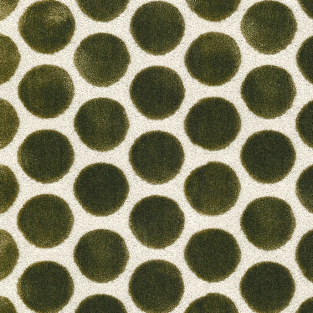 Buttons Lilypad 1.75 inch Olive Green Velvet Polka Dot Regal Upholstery Fabric