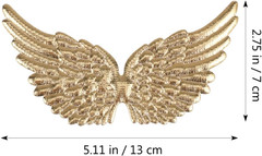 12Pcs Angel Wings, Gold Mini Angel Wings for Crafts Decor, Small Fabric Patch fo