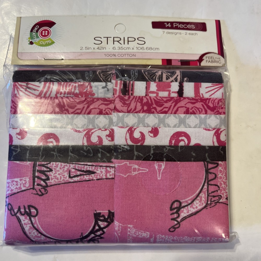 Fabric Editions Paris Fabric Strips 14 Pc 2.5” x 42” Cotton Quilt Jelly Roll