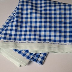 Quilting Treasures Fabric Blue White Gingham Check/Plaid 5 1/2 Yds