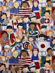 Rare Vintage 1995 Alexander Henry Fabric – “Olympic Kids” (1.8 Yards)